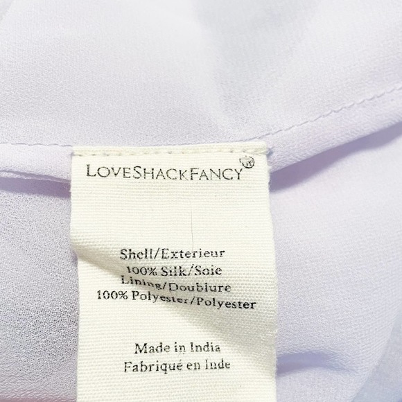 LOVESHACKFANCY Wisteria Tiered Popover Dress Silk Mini Lilac Purple Floral XS - Picture 10 of 10